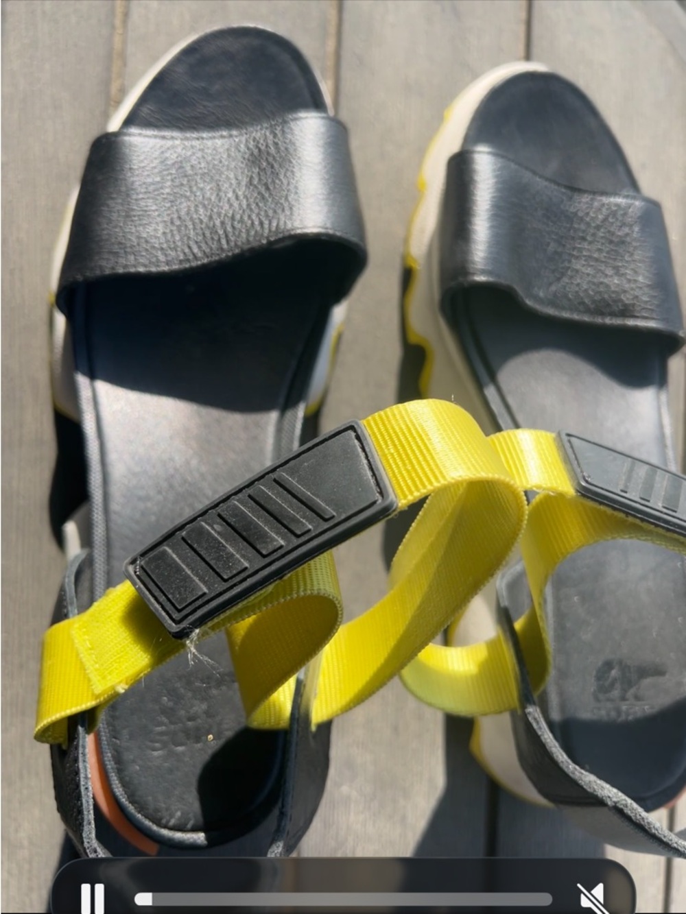 Sorel Black and Yellow Sport Sandals -like new